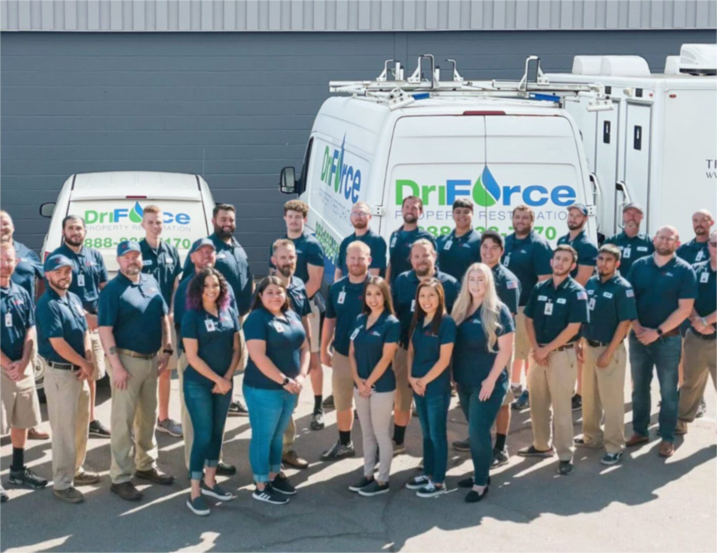 DriForce Property Restoration service vans
