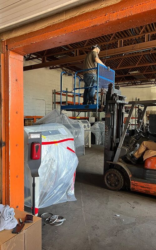 DriForce pack-out of contents with a forklift and lift after a commercial fire in Metro Detroit