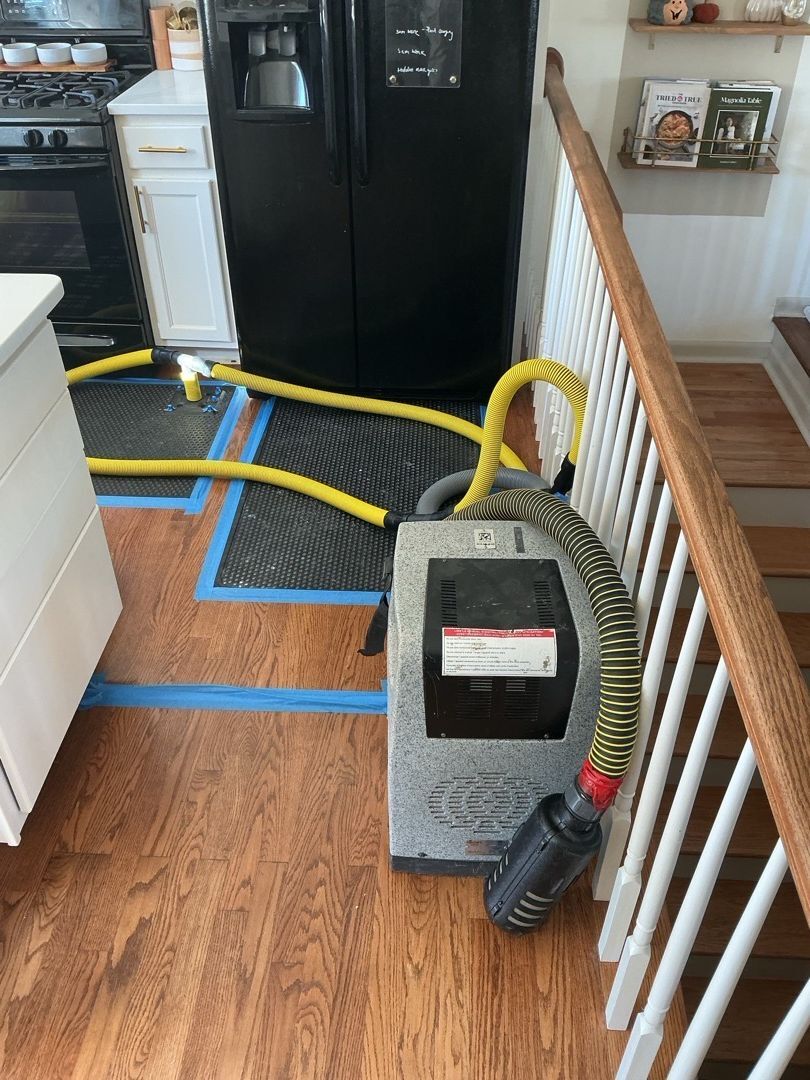 Containment taping and air filtration equipment during in-home mitigation work